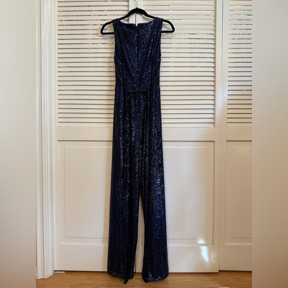 NWT NEW Sachin + Babi Blue Sequin Somers Jumpsuit - Picture 7 of 7